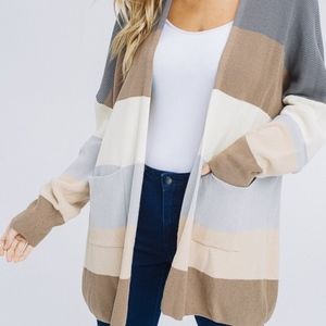 ❤️1 LEFT❤️ Teagan Rainbow Cardigan, Cocoa